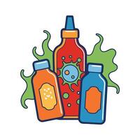 Illustration of Bacteria in Expired Sauces and Condiments vector