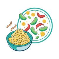 Illustration of Bacteria in Leftover Pasta and Rice vector