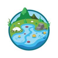 Bacteria in Polluted Lakes Affecting Wildlife Illustrated vector