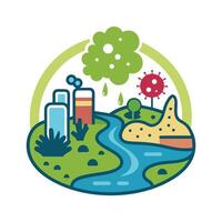 Bacteria in Polluted Riverbanks Causing Health Issues vector