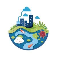 Bacterial Contamination in Polluted Riverbanks vector