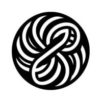 Abstract Black and White Circular with Intertwined Lines and Symmetrical, Organic Shapes Resembling an Eye or Seed. vector