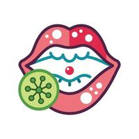 Illustration of Bacteria in Saliva from Kissing vector