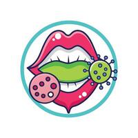 Bacteria in Saliva Transmitted Through Kissing Illustrated vector