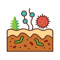 Bacterial Activity in Soil Breaking Down Organic Matter vector