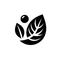 Simplified Black and White Leaf and Berry , NatureInspired with Minimalist Aesthetic. vector