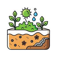 Bacteria in Soil Helping Break Down Organic Matter Illustrated vector