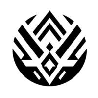 Intricate Geometric Mandala in Black, White, and Gray with Overlapping Angular Elements Inside a Circular Frame. vector