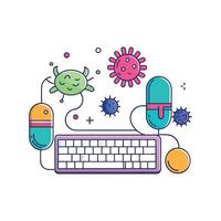 Presence of Bacteria on Shared Keyboard and Mouse Devices vector