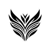 Symmetric Black Abstract Floral , Art, Flat , Simple, Modern on White Background. vector