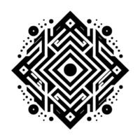 Symmetrical Black White Geometric with Labyrinthine Patterns and Circular Accents. vector