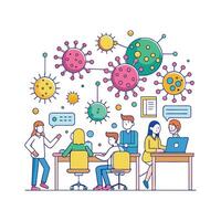 Bacterial Spread in Crowded Office Workspaces vector
