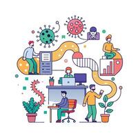 Exploring Bacterial Life in Crowded Office Workspaces vector