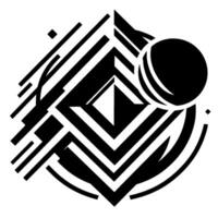 Geometric Black and White Abstract featuring a Circular Element, Composed of Lines and Shapes, Minimalist Aesthetic. vector