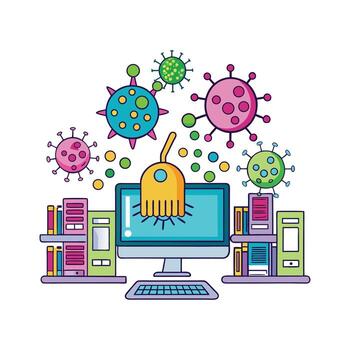 Exploring Bacterial Life on Library Computer Stations vector
