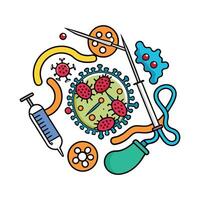 Exploring Bacterial Life on Contaminated Surgical Tools vector
