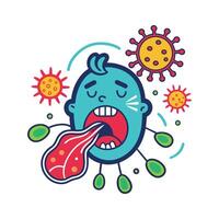 Exploring Bacterial Life involving Sneezing and Coughing vector