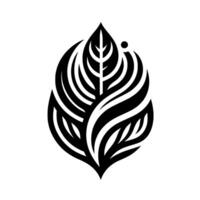 Intricate Black and White Leaf Symmetric, Stylized, and Geometric Composition with Organic Elements vector