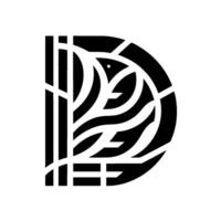 A modern, minimalist featuring a fish and leaf motif within a stylized letter D in a black and white color scheme. vector
