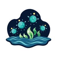 Understanding Bioluminescent Bacteria in Ocean Illumination vector