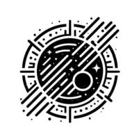 Abstract Black and White Space Illustration Cosmic Circle with Stars, Lines, and Planets, Minimalist Aesthetic. vector