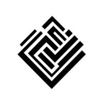 Geometric Black and White Rhombus A minimalist with interlocking lines and shapes, creating a visual puzzle on a clean white background. vector