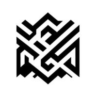 Geometric Abstract An intricate black and white mazelike confined within a hexagonal frame, creating a dynamic and visual puzzle. vector