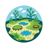 Microbial Mats of Bacteria in Swamp Ecosystems vector