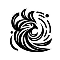 Abstract Black and White Eagle Silhouette, swirling , dynamic composition, bold shapes, striking aesthetic, modern , simple yet powerful. vector