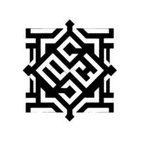 Geometric Black and White OpArt Square Composition with Labyrinthine MazeLike Pattern and Gray Shadowing, Abstract Ornament. vector