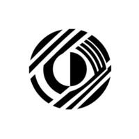 Geometric Abstract Composition Featuring a Circle Divided in Half, Crossed by Black Diagonal and Straight Lines on White. vector
