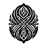 Symmetrical Black and White Abstract FloralCeltic Pattern, Symbolic Knotwork Ornament, Detailed on White Background. vector