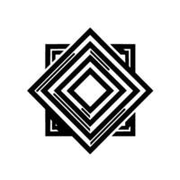 Geometric, Black White Optical Illusion of Concentric Rhombuses and Squares, Minimalist Art on a White Background. vector