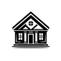 Minimalist Black and White Illustration of a Classic House with Geometric and Fine Detailing. vector