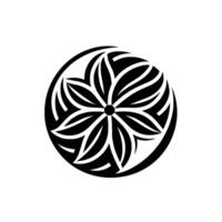 Intricate Black and White Floral Mandala Encased Within a Circle, Symbolizing Harmony and Balance, on a Plain White Background. vector