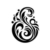 Intricate Black and White Swirl with Ornamental Flourishes, Featuring Spirals, Bubbles, and Organic Forms on a Clean White Background. vector