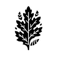 Bold Black and White Botanical Illustration A stylized leaf with intricate veins and accent leaves, set against a pristine white background. vector