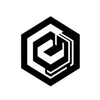 Bold Black and White Hexagon , Geometric Featuring Layered Shapes and Minimalist Aesthetic. vector