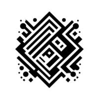 Geometric Black and White Abstract A Symmetrical Composition of Lines, Shapes, and Minimalist Aesthetics on a White Background. vector