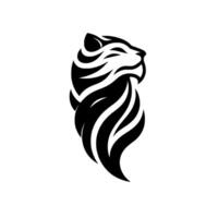 Striking Black and White Lion Head , Serene and Elegant, Simple Lines, Modern , Against a Bright White Background. vector