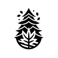 Artistic Black and White of a Pine Tree with Emerging Foliage and Falling Leaves, Symbolic of Natures Resilience. vector
