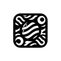 Abstract Square Composition Black and White Stylized Circle with Swirling Ornamentation and Zebra Stripes. vector