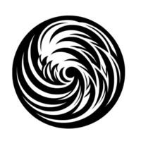 Abstract Black and White Spiral Within a Circular Frame, Showcasing Intricate Curve Patterns and Elegant Symmetry on a Clean White Backdrop. vector