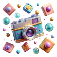 elegant classic Retro Camera Pattern Transparent for Textile Design authentic png