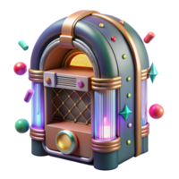 wonderful artistic Retro Jukebox Transparent with Colorful Lights for Music Entertainment authentic png