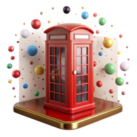 elegant abstract Retro Telephone Booth Transparent with Red Paint for Communication History png