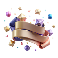 dramatic modern Ribbon Banner Happy Birthday Isolated for Greeting Cards authentic png