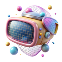 wonderful rustic Retro Vr Headset Wireframe Model Transparent for Vintage Tech high quality png