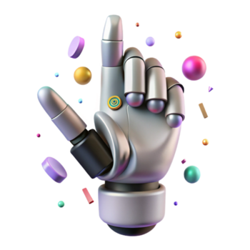 imponerande klassisk robot hand gest isolerat med pekande finger för robotik ui png