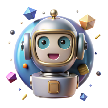 dramatic artistic Robot Head Front View Isolated with Sensors for Ai Robotics premium png